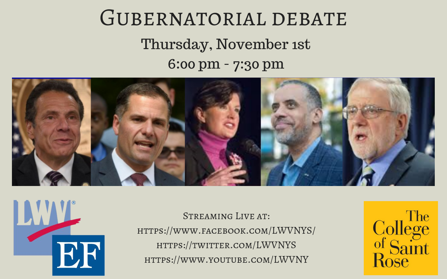 League of Women Voters Gubernatorial Debate, Nov. 1st